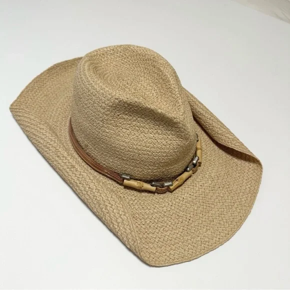 Helen Kaminski Belen rafia and leather cowgirl Hat, one size, like new! - Picture 2 of 12